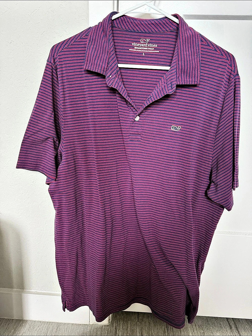 Vineyard Vines Edgartown Polo Striped Polo in blue & red Large Like New